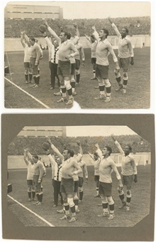 Lot of (2) Olympic Games Photographs of Uruguayan Team From Andres Mazzali Estate (Letter of Provenance)